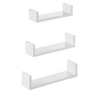 SONGMICS Lot de 3 Etagères murales flottantes Panneau de MDF pour Salle de bain Chambre Bureau Blanche LWS40WT