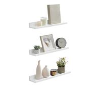 SONGMICS Étagère Murale Suspendue, Lot de 3, Décoration Salon, Longueur 38 cm, Tablette Flottante, pour Cadres Photo, Salon, Bureau, Salle de Bain, Cuisine, Blanc Nuage LWS38WTV2