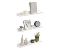 SONGMICS Étagère Murale Suspendue, Lot de 3, Décoration Salon, Longueur 60 cm, Tablette Flottante, pour Cadres Photo, Salon, Bureau, Salle de Bain, Cuisine, Blanc LWS061W01