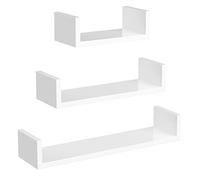 SONGMICS Étagère Murale Suspendue, Lot de 3, Longueur 30/45/60 cm | Tablette Flottante, Capacité de Charge 10 kg, Pour Salon, Bureau, Cuisine, Blanc Nuage, Collection CUSTOS LWS66W