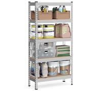 SONGMICS Étagère pour Charges Lourdes, Étagère de Rangement, Étagère de Cuisine, 5 Niveaux, 30 x 75 x 150 cm, Capacité de Charge 875 kg, pour Cave, Garage, Bureau, Argent GLR300E01