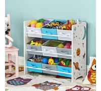 SONGMICS Étagère pour enfants Coffre à jouets Étagère à livres pour enfants avec 9 boîtes de rangement