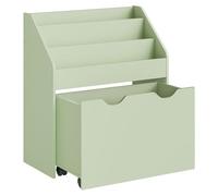 SONGMICS Étagère pour Jouets, 3 Compartiments Bibliothèque pour Enfants, Boîte à Jouets Mobile, avec roulettes, Multi-Usage, pour Chambre d'enfant et Salle de Jeux, Vert Laurier GKR041C10
