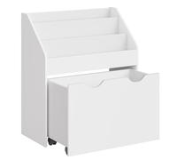 SONGMICS Étagère pour Jouets, 3 Compartiments Bibliothèque pour Enfants, Boîte à Jouets Mobile, avec roulettes, Multi-Usage, pour Chambre d'enfant et Salle de Jeux, Blanc Nuage GKR041W10