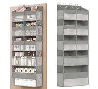 SONGMICS Étagère Suspendue, 9 Compartiments, Rangement Suspendu, Pliable, Rangement Penderie, Crochets en métal, Transparent, Pochettes Latérales, Gris Tourterelle RDH009GD01