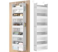 SONGMICS Étagère Suspendue, Organisateur à Accrocher sur la Porte, Penderie, en Tissu, Filet en Nylon Transparent, Pliable, Crochets en métal, Pochettes Latérales, Blanc Nuage RDH007W01