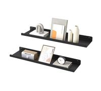 SONGMICS Étagères Murales en Métal, Lot de 2, Tablettes Flottantes, Style Industriel, pour Décorations, Cadres Photos, Bibelots, 4 Vis Incluses, Agencements Multiples, Noir d'encre LFS014BH01