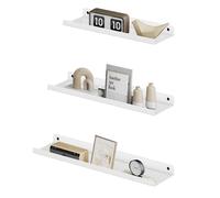 SONGMICS Étagères murales en métal, Lot de 3, Tablettes flottantes, Style Industriel, pour décorations, Cadres Photos, bibelots, 6 vis incluses, agencements Multiples, Blanc LFS012W01