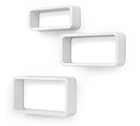 SONGMICS Étagères Murales, Lot de 3, Capacité de Charge 15 kg | Étagères Suspendues, Tablettes Flottantes, Longueur 34, 39 et 44 cm, Blanc, Collection ISLAND LWS97W