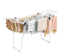 SONGMICS Étendoir à Linge, 47 x 150 x 91 cm, Séchoir à Linge, Étendage Buanderie, Gain de Place, Structure en Métal, pour Vêtements, Serviettes, Draps, Blanc LLR520WK01