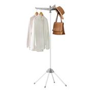 SONGMICS Étendoir à Linge Pliable de 150 cm avec 3 Bras rotatifs pour cintres, 4 Pieds, en Acier Inoxydable, pour 27 vêtements, Gris et Blanc ULLR510G01