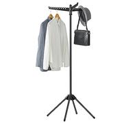 SONGMICS Étendoir à Linge Pliable de 150 cm avec 3 Bras rotatifs pour cintres, 4 Pieds, en Acier Inoxydable, pour 27 pièces de vêtements, Noir ULLR510B01