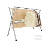 SONGMICS Étendoir à Linge Pliable, Séchoir à Linge sur Pied, Robuste, en Acier Inoxydable, pour Intérieur et Extérieur, Gris Tourterelle, Extensible de 143 à 238 cm LLR903E01