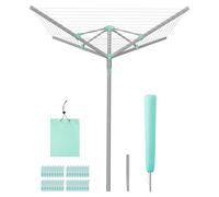 SONGMICS Étendoir à Linge, Séchoir Parapluie, Rotatif, Pliable, 50 m | pour 5 Machines, avec Pinces à Linge, Housse de Protection, pour Extérieur, Jardin, Argent, Collection BUNJI LLR307EZ01