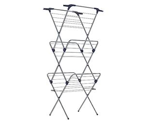 SONGMICS Étendoir à Linge, Séchoir Pliable, avec Barres, Support de Séchage, Cadre en Acier, Taille 46 x 70,5 x 155 cm, Espace de Séchage de 20 m, Utilisation Intérieure/Extérieure, Gris LLR720G01