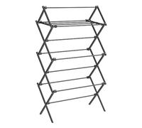 SONGMICS Étendoir à Linge, Séchoir Pliable, avec Barres, Support de Séchage sur Pieds, Cadre en Acier, Taille 37 x 75 x 135,1 cm, Montage Simple, Utilisation Intérieure/Extérieure, Noir LLR770B01