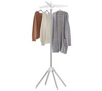 SONGMICS Étendoir à Linge, Séchoir sur Pied, 3 Bras Rotatifs pour Cintres, 4 Pieds, pour l'Intérieur, Acier Inoxydable, pour jusqu'à 27 Vêtements, Hauteur 150 cm, Blanc et Argent LLR510W01