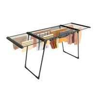 SONGMICS Étendoir à Linge, Séchoir sur Pied, Ailes Extensibles, 22 m de Longueur d’Étendage, avec Porte-Chaussettes, Pliable, Noir d'encre LLR522BH01