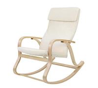 SONGMICS Fauteuil à Bascule, Charge Max. 120 kg, Housse en Polyester | Chaise à Bascule, Fauteuil Relaxant, Structure en Bois de Bouleau, Blanc et Beige, Collection TEOU LYY30M