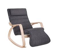 SONGMICS Fauteuil à Bascule, Fauteuil berçant en Bois, avec Repose-Pied réglable 5 Niveaux, Housse Amovible Lavable, Charge Max 150 kg, Dimensions 67 x 125 x 91 cm, Gris foncé LYY42GYZ