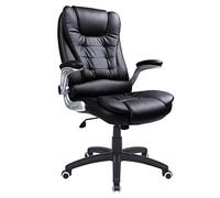 SONGMICS Fauteuil de Bureau à Dossier Haut, avec Appui-tête, Assise rembourrée, Accoudoirs Pliables, Ergonomique, Noir OBG51B, Nero, 77 x 33 x 65 cm