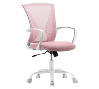 SONGMICS Fauteuil de Bureau, Chaise Ergonomique, Pivotant, Réglable en Hauteur, Mécanisme d’Inclinaison, Siège et Dossier en Toile Respirante, Charge 120 kg, Rose Bonbon OBN022R02, 5860,5(96-104) cm