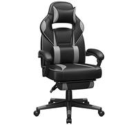 SONGMICS Fauteuil de Bureau, Chaise Gaming, RÉglable, Repose-pieds TÉlescopique, MÉcanisme À Bascule, Appui-tÊte, Support Lombaire, Charge 150 kg, Noir d'Encre et Gris Tourterelle OBG073B03