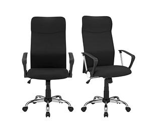SONGMICS Fauteuil de Bureau, Lot de 2, Chaise Ergonomique pour Salle de Réunion, Siège Pivotant, Assise Rembourrée, Réglable en Hauteur et Inclinable, Capacité de Charge 120 kg, Noir OBN034B01