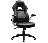 SONGMICS Fauteuil gamer, Chaise gaming, Siège e-sport, Chaise de bureau à haut dossier, Hauteur réglable, Accoudoirs relevables, Mécanisme d'inclinaison, Noir OBG28B, Noir, 80 x 65 x 32 cm