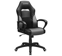 SONGMICS Fauteuil Gamer, Fauteuil de Bureau, Chaise, Siège, avec Mécanisme basculant, Ergonomique, Dossier en Forme de S, Bon pour la Colonne Lombaire, Charge jusqu'à 150 kg, PU, Noir et Gris OBG38BG