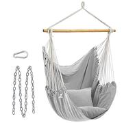 SONGMICS Fauteuil Suspendu, Chaise Suspendue, Déco Maison Cocooning, Balançoire, Siège, avec 2 Coussins, Chaîne en Métal, Capacité 150 kg, Intérieur, Extérieur, Salon, Chambre, Gris GDC187G01