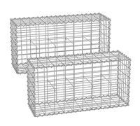 SONGMICS Gabion pour Pierre, Cage en Métal, Panier à Pierre, Maille 5 x 10 cm, Galvanisé, Mur, Paterre, Décoration de Jardin, 100 x 50 x 30 cm, Argent GGB153