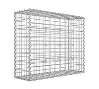 SONGMICS Gabion pour Pierre, Cage en Métal, Panier à Pierre, Maille 5 x 10 cm, Galvanisé, Mur, Paterre, Décoration de Jardin, 100 x 80 x 30 cm, Argent GGB183