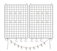 SONGMICS Galerie photo, Lot de 2, Cadre photo mural, 65 x 45 cm Décoration murale, Présentoir multifonctionnel, DIY, avec Crochets, Pinces, Cordon en chanvre, Noir LPP02H