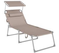 Songmics GCB022K01 Chaise Longue inclinable, 71 x 200 x 38 cm, capacité de Charge 150 kg, avec appuie-tête, Dossier Pliable, pour Jardin, Taupe