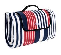 SONGMICS GCM70R Tapis de Pique-Nique imperméable Multifonction pour Camping, randonnée, Pliable et léger, 200 x 200 cm, Bandes Blanches à Rayures Rouges