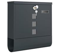 SONGMICS GMB120G01 Boîte aux Lettres Murale avec Serrure et Couvercle Rotatif, fenêtre de visualisation, Porte-nom, Compartiment à journaux, Montage Facile, 11 x 37 x 37 cm, Gris Anthracite