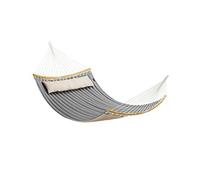 SONGMICS Hamac Double Rembourré, Hamac Matelassé, avec Barres Incurvées Démontable en Bambou, avec Oreiller, 200 x 140 cm, Capacité de Charge 225 kg, Gris et Beige GDC34CG