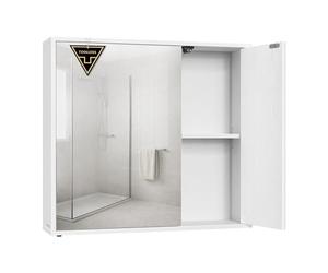 SONGMICS HOME Armoire de Salle de Bain avec Miroir, Assemblage Ultra-Rapide sans Outils Toolless, Meuble de Rangement Mural, Étagères Réglables, Moderne, 15 x 60 x 55 cm, Blanc Neige BBC114WE01