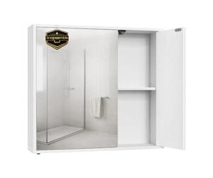 SONGMICS Home Armoire de Salle de Bain avec Miroir, Snapsemble Montage Super Rapide, Meuble de Rangement Mural, Étagères Réglables, Moderne, 15 x 60 x 55 cm, Blanc Neige BBC114WE01