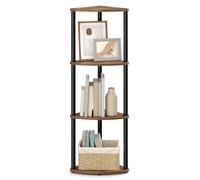 SONGMICS HOME Assemblage Ultra-Rapide sans Outils, Étagère d'angle à 4 Niveaux, Étagère de Rangement, pour Salon, Chambre, Cuisine, 38,3 x 27 x 104,8 cm, Marron Rustique et Noir d'encre LBC640KD01