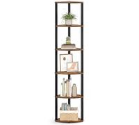 SONGMICS HOME Assemblage Ultra-Rapide sans Outils, Étagère d'angle à 6 Niveaux, Étagère de Rangement, pour Salon, Chambre, Cuisine, 38,3 x 27 x 173,5 cm, Marron Rustique et Noir d'encre LBC660KD01
