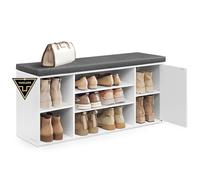 SONGMICS HOME Banc à Chaussures, Toolless Assemblage Ultra-Rapide sans Outils, Meuble d’Entrée avec Rangement, Compartiments Ouverts, Étagères Réglables, Blanc Neige et Gris Ardoise LHS391WE01