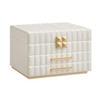 SONGMICS HOME Boîte à Bijoux ANAH Collection à 3 Étages avec Miroir, Organiseur, avec 2 Tiroirs, Blanc Nuage