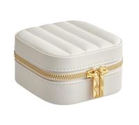 SONGMICS HOME Boîte à Bijoux de Voyage, ANAH Collection, Petit Coffre à Accessoire avec Miroir, 10,5 x 10,5 x 6 cm, Blanc Nuage