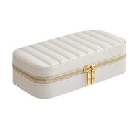 SONGMICS HOME Boîte à Bijoux de Voyage, ANAH Collection, Petit Coffre à Accessoire avec Miroir, Blanc Nuage