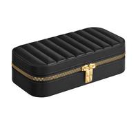 SONGMICS HOME Boîte à Bijoux de Voyage, ANAH Collection, Petit Coffre à Accessoire avec Miroir, Noir d'Encre