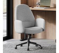 SONGMICS HOME Chaise de Bureau, Fauteuil Ergonomique avec Accoudoirs, Hauteur Réglable, Pivotant, Style Moderne, Dossier Haut, Assise Large Confortable, Tissu Coton-Lin, Gris Tourterelle OBG045G01