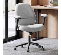 SONGMICS HOME Chaise de Bureau, Fauteuil Ergonomique, Hauteur Réglable, Siège Pivotant, Style Contemporain, Dossier Haut, Accoudoirs, Assise Large, Tissu Coton-Lin, Gris Tourterelle OBG035G01