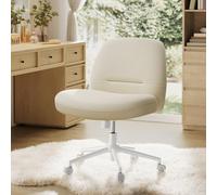SONGMICS HOME Chaise de Bureau, Fauteuil Ergonomique, Style Moderne avec Base en Étoile, Siège Large et Confortable, Hauteur Réglable, Siège Pivotant, Tissu Coton-Lin, Blanc Crème OBG047W01